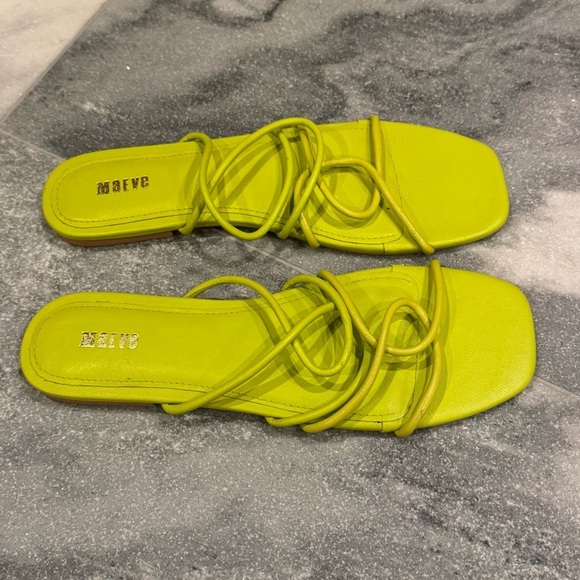 ANTHROPOLOGIE MAEVE 9 Chartreuse strappy sandals neon green size 8 like new - Picture 2 of 7